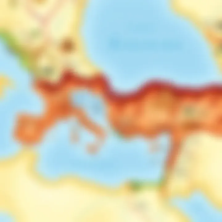 A detailed map of the Byzantine Empire showcasing its territorial extent and key cities.