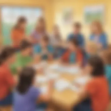 Elementary students participating in a group discussion