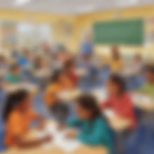 Illustration of a classroom setting with diverse learners engaged in activities