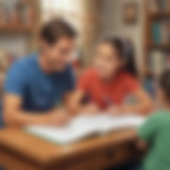 Parent and child engaging in a writing activity together