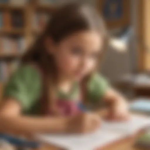 Young girl exploring new vocabulary while writing