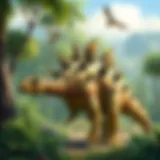 Stegosaurus in Its Habitat Reconstruction of Stegosaurus in a lush prehistoric environment