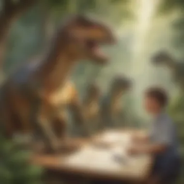 Dinosaurs incorporated in children's educational activity