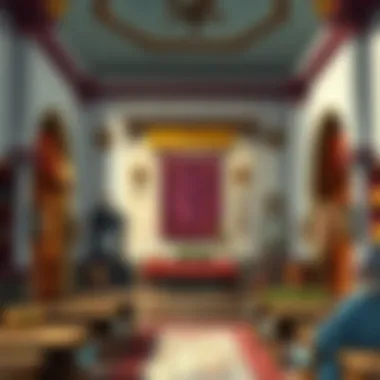 Historical depiction of the Ten Commandments in a synagogue