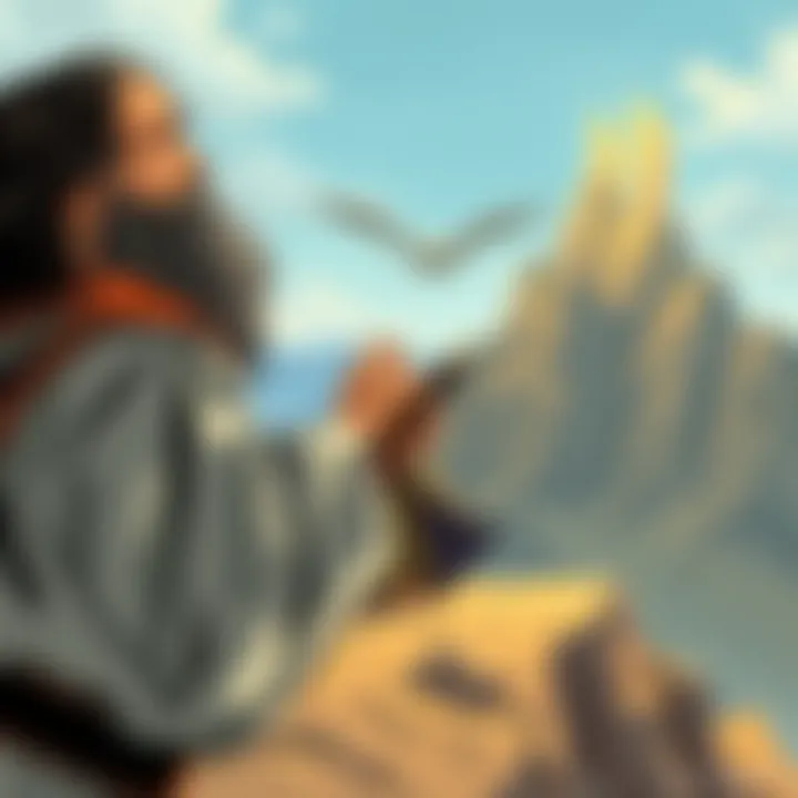Moses receiving the commandments on Mount Sinai
