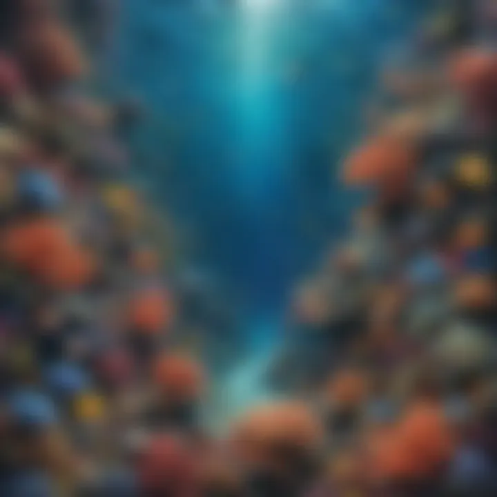 Diverse array of marine life in coral reef