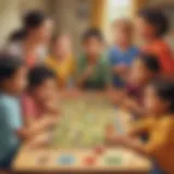 Illustration of diverse group of children playing a game