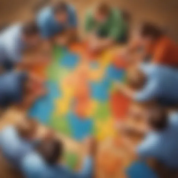 Diverse teamwork puzzle concept