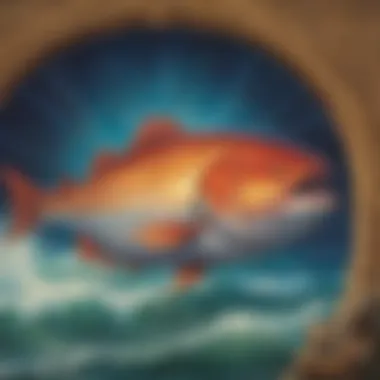 Symbolic depiction of the big fish as a vessel of divine intervention