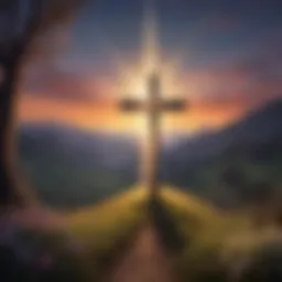 Dramatic Easter scene with a glowing cross