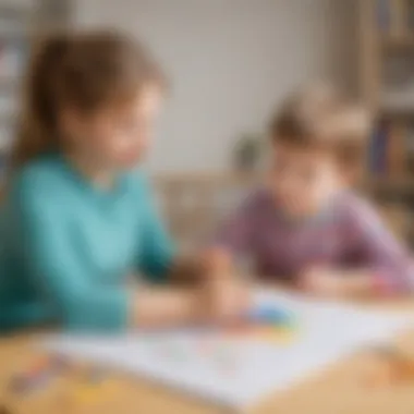 Educator and child practicing fine motor skills