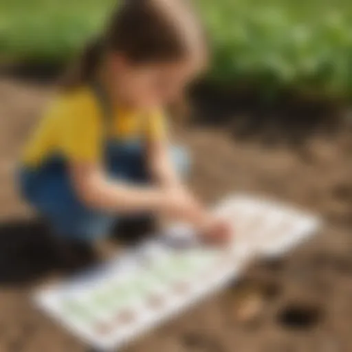 Kindergarten child planting seeds