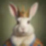 Artistic depiction of Easter bunny with a crown