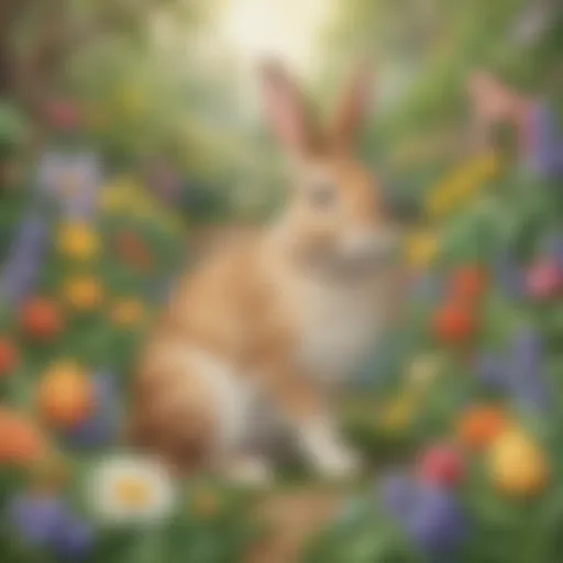 Easter Bunny in Flourishing Garden