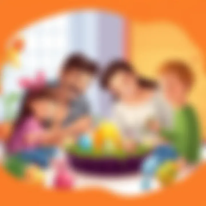 Creative Egg Decorating Fun Family engaged in a creative egg decorating session