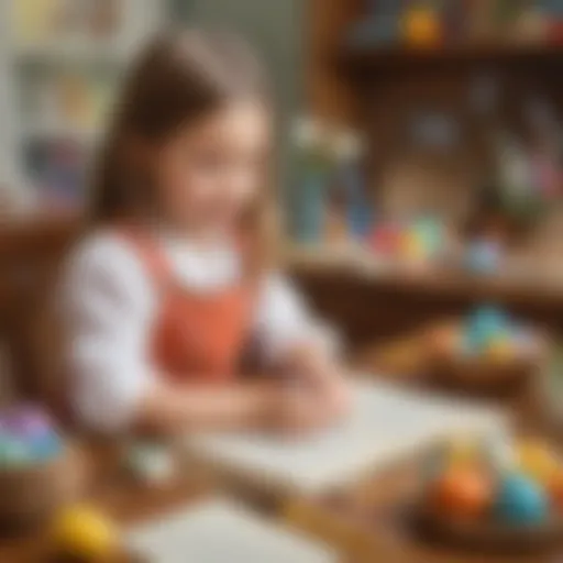 A child enthusiastically writing a colorful Easter story.