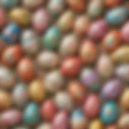 Colorful paper Easter eggs decorated by toddlers