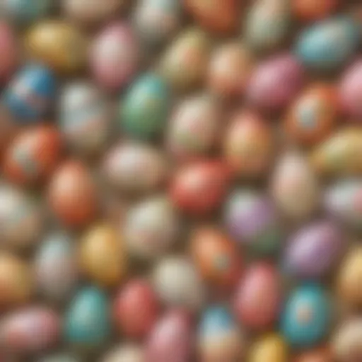 Colorful paper Easter eggs decorated by toddlers