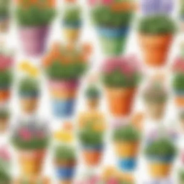 Spring Flower Pots Brightly painted flower pots with spring flowers