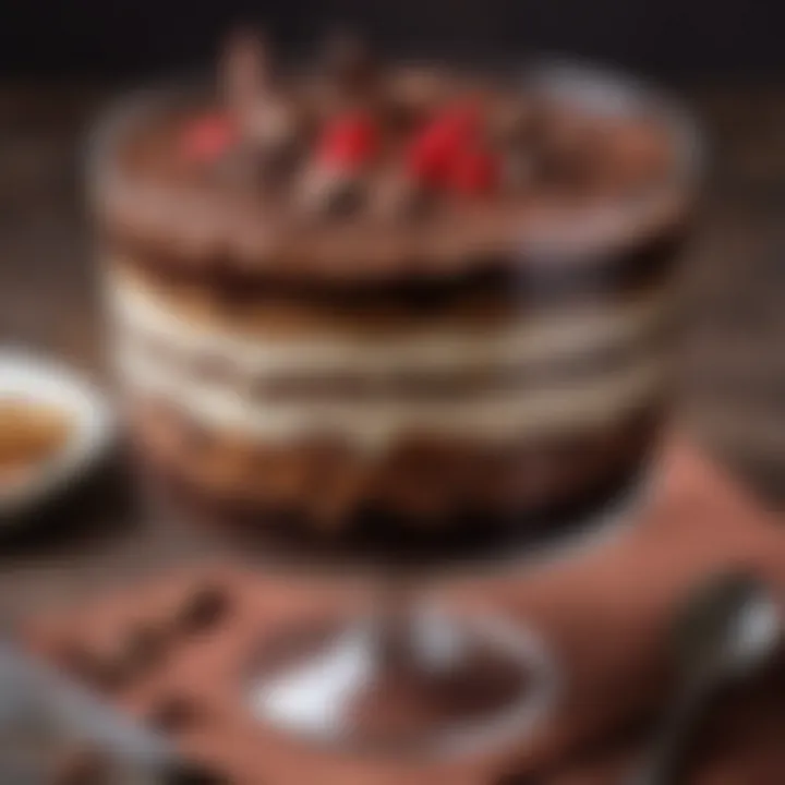 Decadent chocolate trifle in a glass bowl