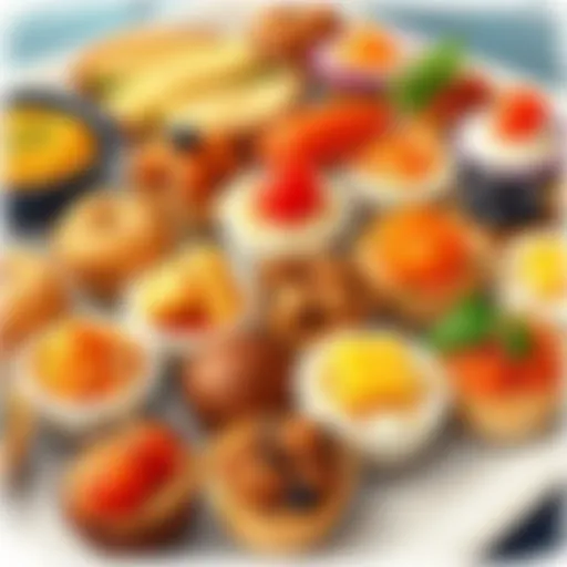 Colorful display of assorted bite-sized appetizers