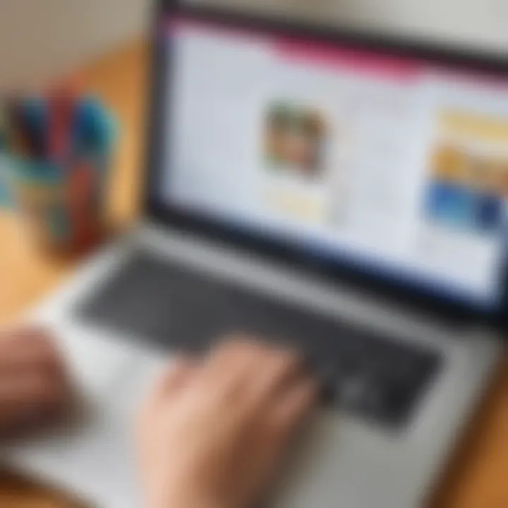A diverse collection of educational blog screenshots displayed on a laptop screen.