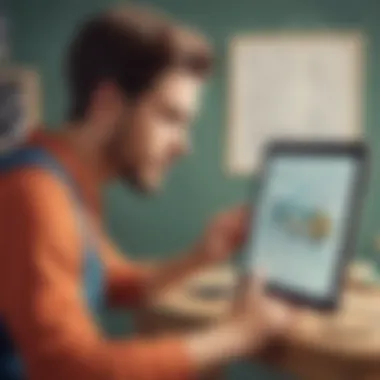 An individual reading a blog post on a tablet, highlighting modern educational tools.