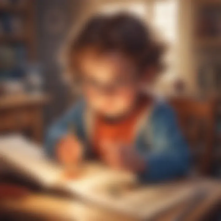 Illustration capturing a child's curiosity sparked by an educational game