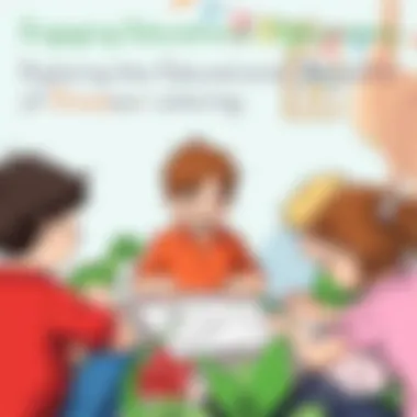 Engaging Educational Discussions Group of children discussing their dinosaur coloring sheets