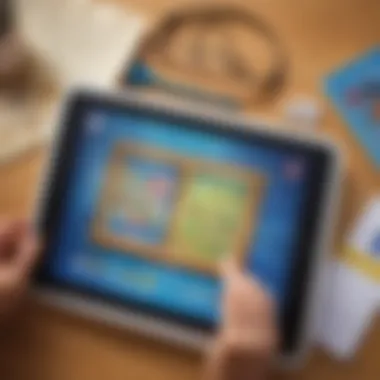 A tablet displaying educational games aimed at improving literacy skills for young learners.