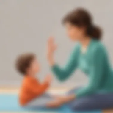 Parent and child practicing calming breathing techniques