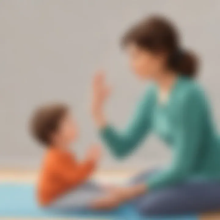 Parent and child practicing calming breathing techniques