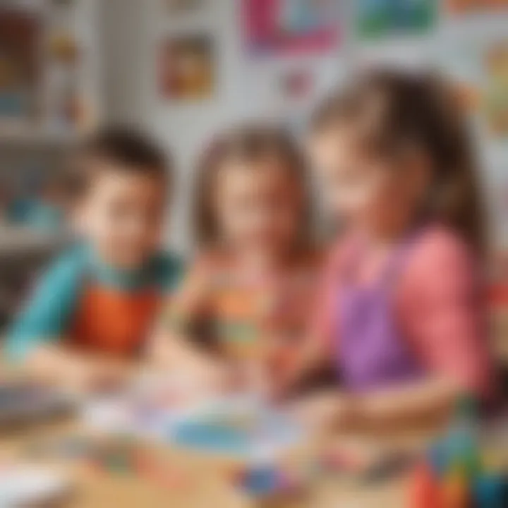 A vibrant scene of three-year-olds engaged in creative art activities with colorful supplies