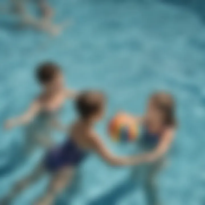 Kids practicing floating skills under supervision in swimming lesson