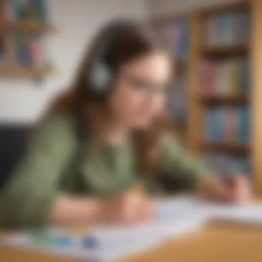 Illustration of a dyslexic student using assistive technology