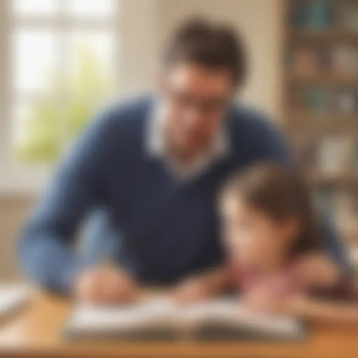Creative illustration of educator guiding a child with dyscalculia