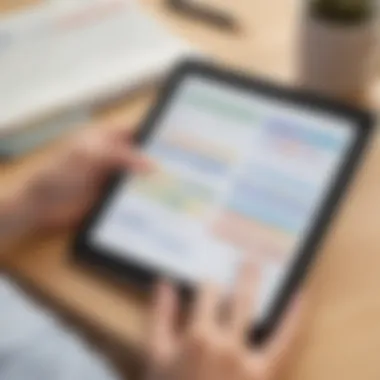 A person organizing a digital academic calendar on a tablet