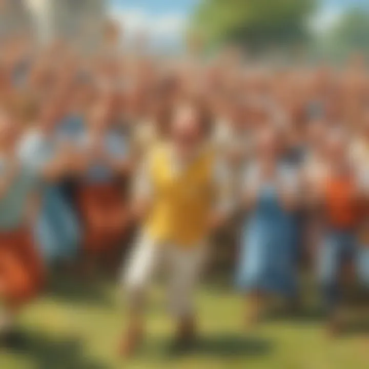 Celebration at the finish line of an egg spoon race