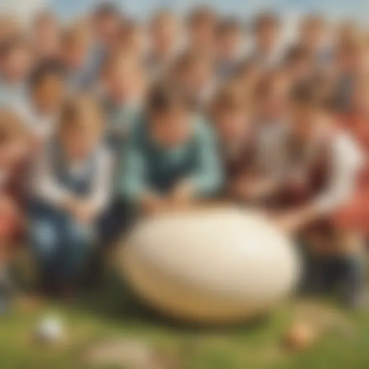 A group of children preparing for an egg spoon race