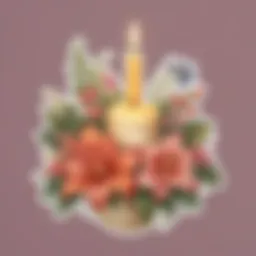 Elegant floral birthday candle sticker