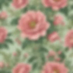 Elegant floral motif in pink and green hues