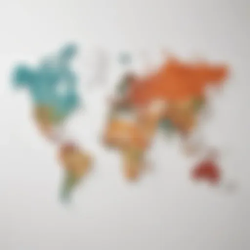 Elegant world map cut out on a white wall