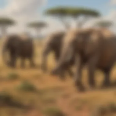 Majestic Elephants Herd in the African Savannah