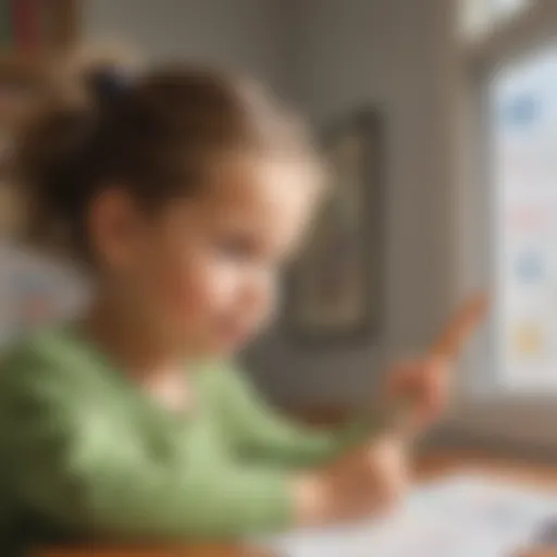 Illustration of a child engaging with a visual schedule