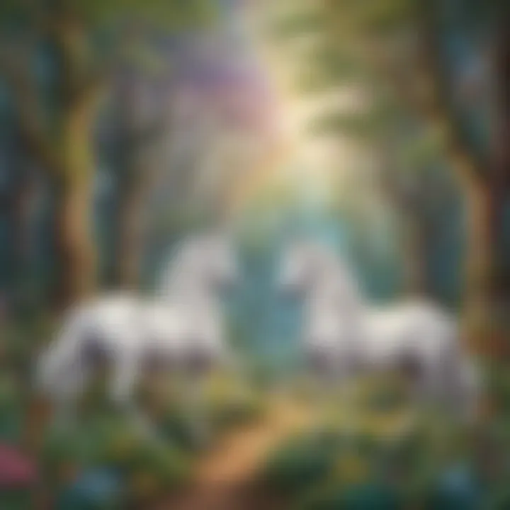 Enchanted Forest with Unicorns and Rainbows