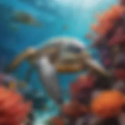 Enchanting Sea Turtle Swimming in Coral Reef