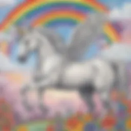 Enchanting Unicorn and Rainbow Coloring Sheet