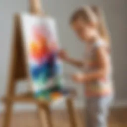 Child painting on easel