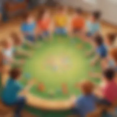 Kids playing a fun and interactive educational game in a circle