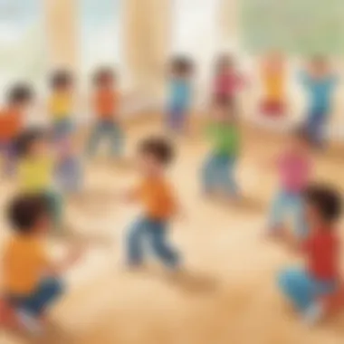 Music and Movement Session Children participating in a music and movement session at circle time